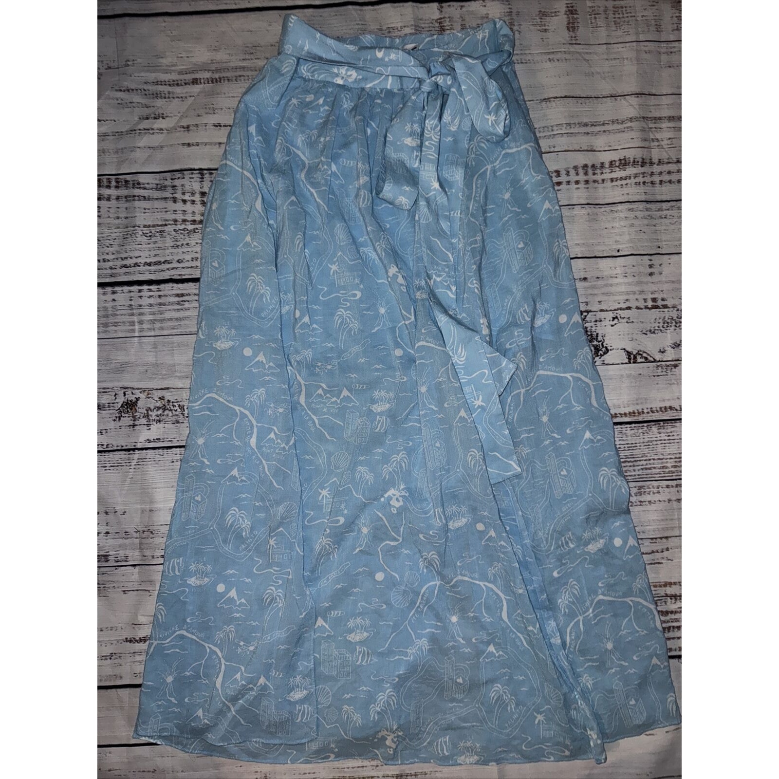 & Other Stories Light Blue Printed Midi Skirt